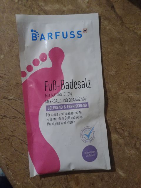 Barfuss Sól do kąpieli stóp, Belebend & Erfrischend, Sól morska i olejek pomarańczowy 