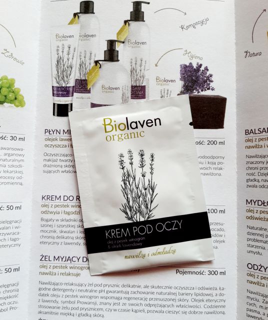 Sylveco Biolaven, Krem pod oczy, Nawilża i odmładza, Olej z pestek winogron & olejek lawendowy