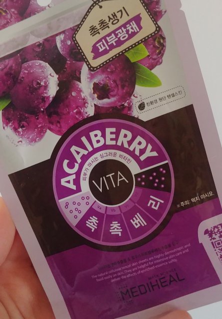 Mediheal Maska do twarzy w płacie, VITA, Energizująco-tonizująca, Jagody Acai