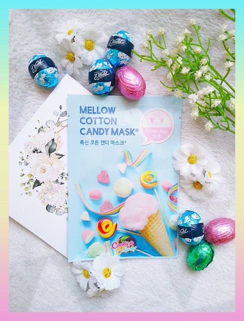 Candy o' Lady Maska do twarzy w płacie, Mellow Cotton Candy Mask, Nawilżająca