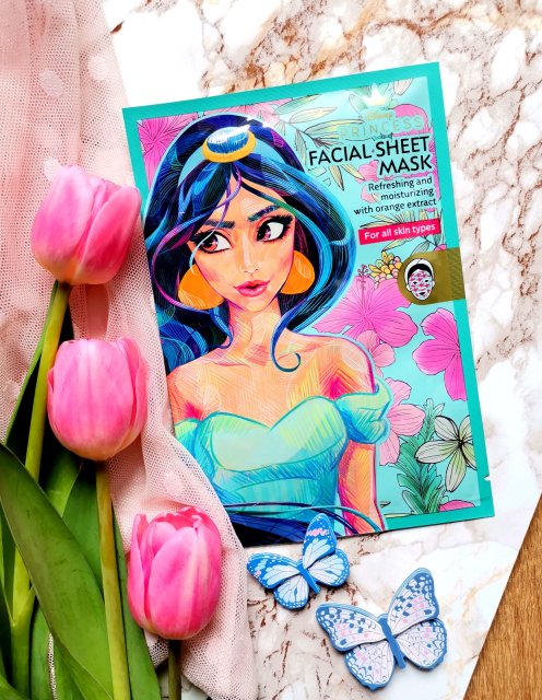 Topbrands Europe B.V. Disney Princess, Maska do twarzy w płacie, Odświeżająca i nawilżająca, Z ekstraktem z pomarańczy, Jasmine