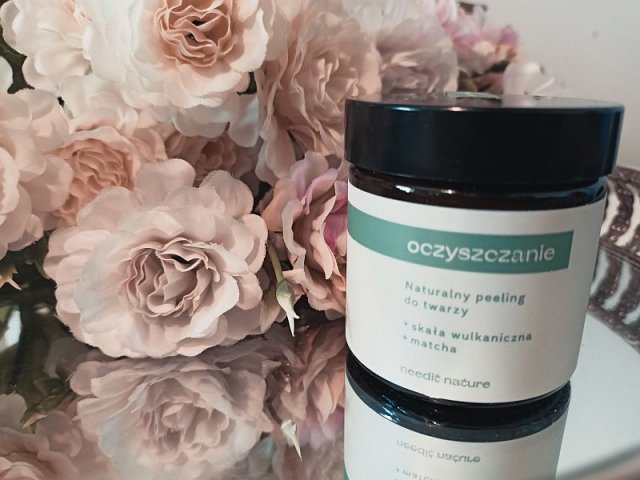 Needit Nature Peeling do twarzy, Naturalny, Oczyszczanie, Skała wulkaniczna, matcha