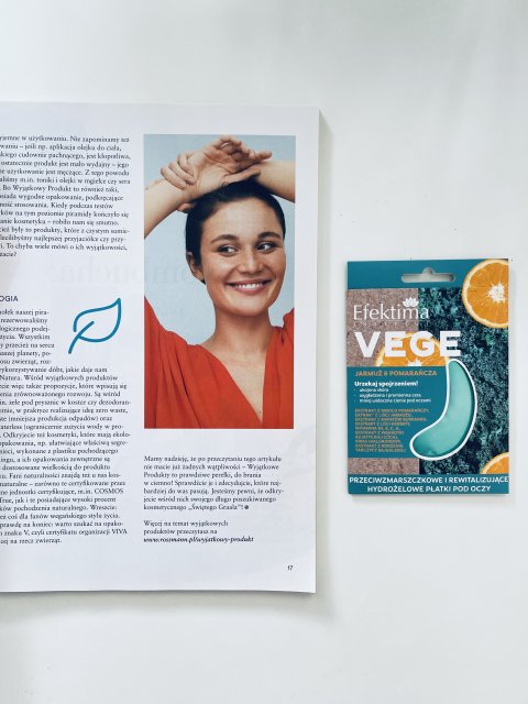 Efektima Vege, Płatki pod oczy, Hydrożelowe, Przeciwzmarszczkowe i rewitalizujące, Jarmuż & Pomarańcza