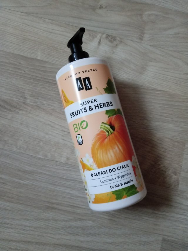 AA Super Fruits & Herbs, Balsam do ciała, Ujędrniająco - wygładzający, Dynia & Jaśmin