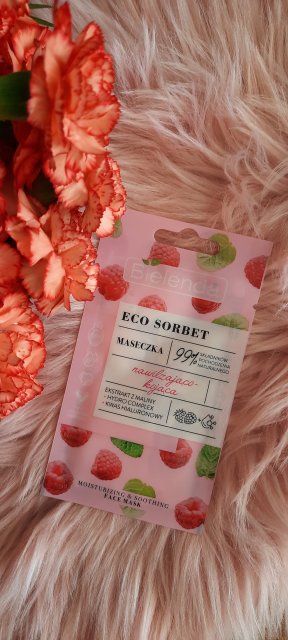 Bielenda Eco Sorbet, Maseczka do twarzy, Nawilżająco-kojąca, Ekstrakt z maliny + Hydro Complex + Kwas hialuronowy