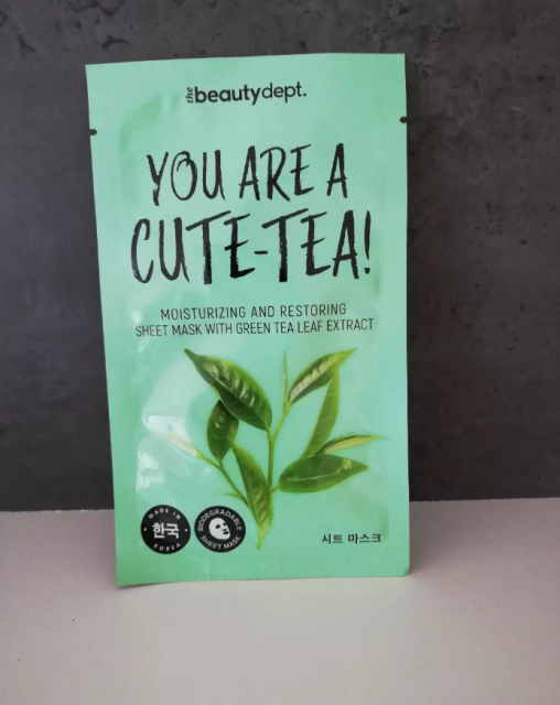 The Beauty Dept. Maseczka do twarzy w płacie, You Are The Cute -Tea !, Z wyciągiem z liści zielonej herbaty