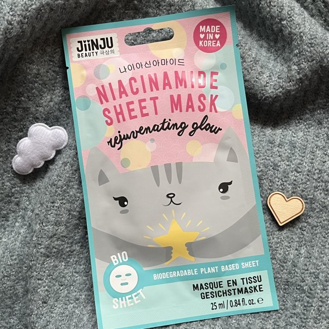 JiinJU Beauty Maska do twarzy w płacie, Niacinamide Sheet Mask, Rejuvenating Glow 