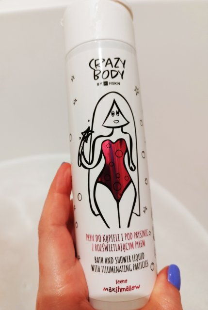 HISKIN Crazy Body, Płyn do kąpieli i pod prysznic, Z rozświetlającym pyłem, Marshmallow
