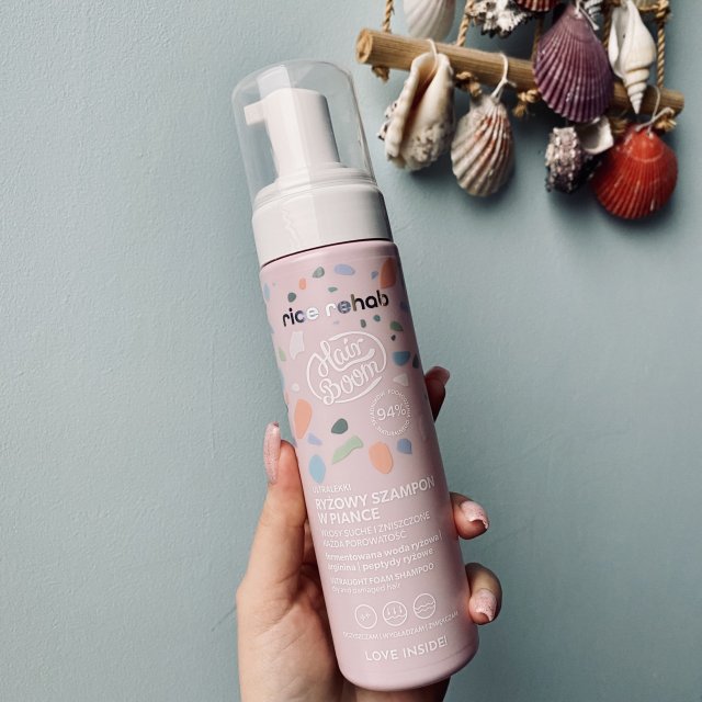 HairBoom Szampon do włosów w piance, Ryżowy, Ultralekki, Włosy suche i zniszczone 