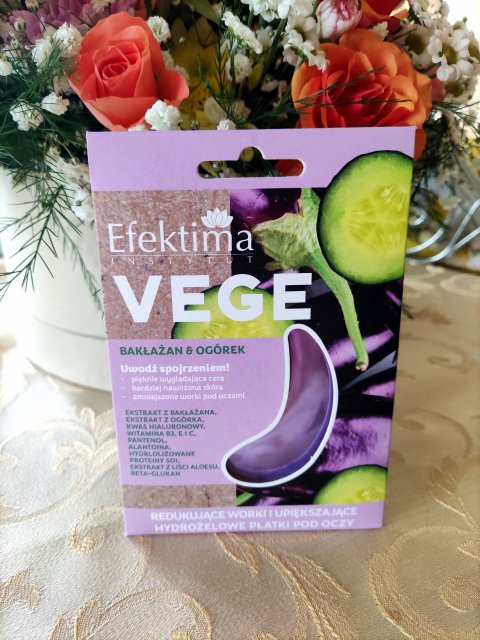 Efektima Vege, Płatki pod oczy, Hydrożelowe, Redukujące worki i upiększające, Bakłażan & Ogórek