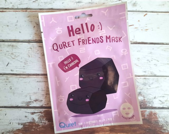 Quret Maska do twarzy w płacie, Hello Friends Mask, Z ekstraktem z węgla