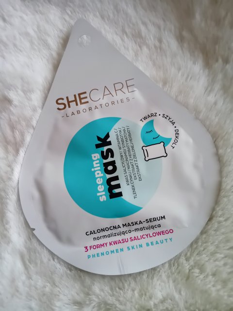 Shecare Maska-serum do twarzy, Phenomen Skin Beauty, Całonocna, normalizująco-matująca, 3 formy kwasu salicylowego