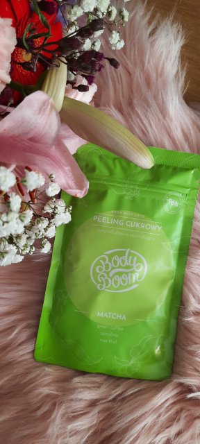 BodyBoom Peeling do ciała, Cukrowy, Matcha 