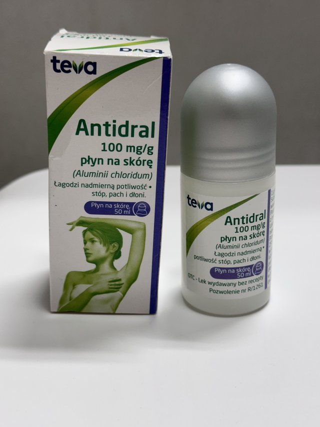 Teva Antidral, Płyn na skórę, Łagodzi nadmierną potliwość stóp, pach i dłoni 
