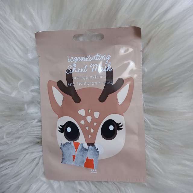 SINSAY Maska do twarzy w płacie, Renifer, Regenerująca, Ekstrakt z pomarańczy, kwas hialuronowy