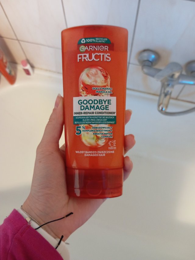 Garnier Fructis, Goodbye Damage, Odżywka do włosów, Odbudowująca, Amla Oil Extract & Liquid Vegetal Keratin