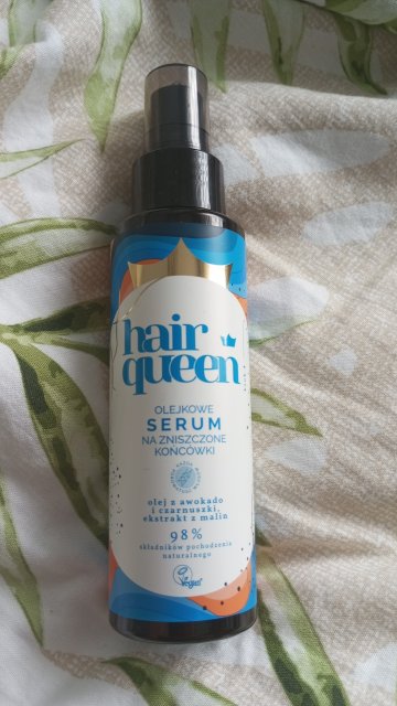 Hair Queen Serum na końcówki włosów, Olejkowe, Na zniszczone końcówk, Olej z awokado i czarnuszki, ekstrakt z malin