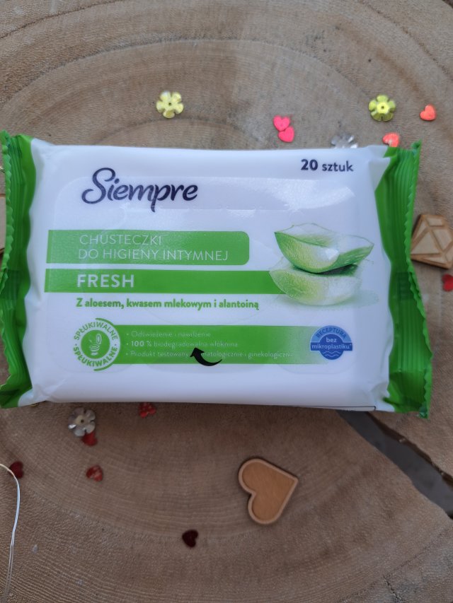 Siempre Chusteczki do higieny intymnej, Fresh z aloesem, kwasem mlekowym i alantoiną