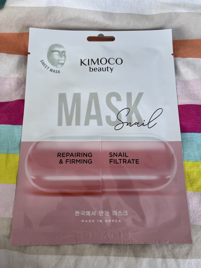 Kimoco Beauty Maska do twarzy w płacie, Snail, Snail Filtrate, Regenerująco-ujędrniająca, Filtrat ze śluzu ślimaka