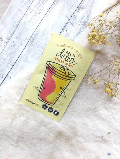 The Beauty Dept. Maseczka do twarzy w płacie, Relax Detox Sheet Mask, Kombucha + Ginger