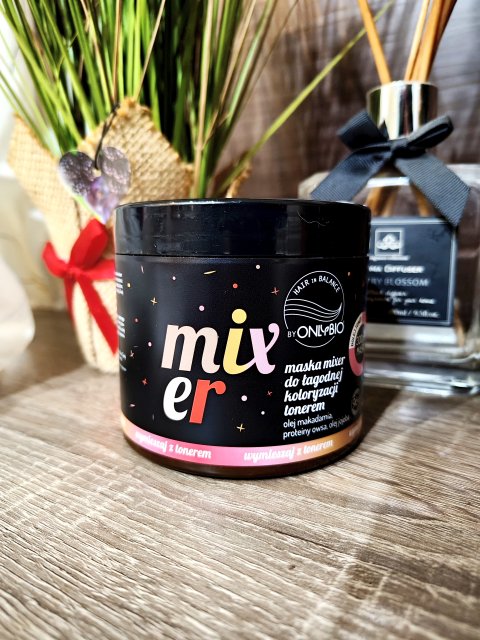 OnlyBio Hair in Balance, Mixer, Maska do włosów, Dla łagodnej koloryzacji tonerem, Olej makadamia, proteiny owsa, olej jojoba