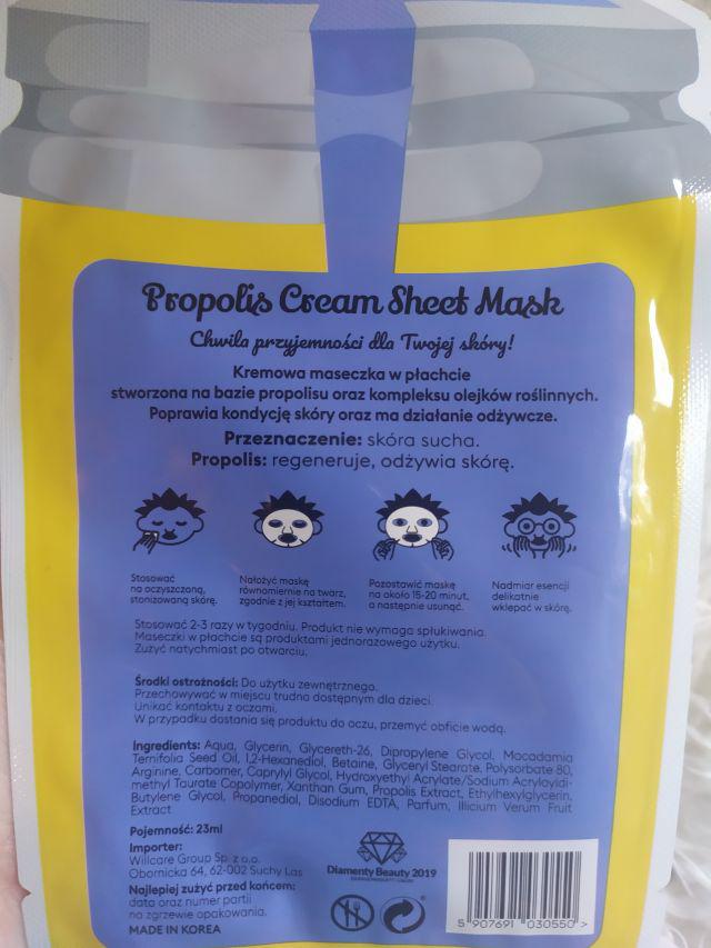 Dr. Mola Maseczka do twarzy w płacie, Propolis Cream