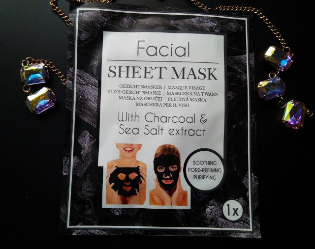 Mascot Europe Maseczka do twarzy w płacie, Facial Sheet Mask, With Chercoal & Sea Salt 