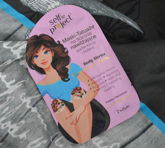 Selfie Project Body stories, #she looks so perfect, Maski tatuaże na tkaninie nawilżające suche kolana i łokcie