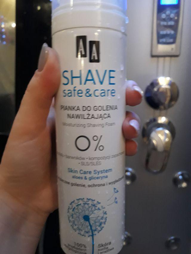 AA Shave, Safe & Care, Pianka do golenia, Nawilżająca, Aloes i gliceryna