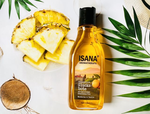 Isana Aromatherapie, Żel pod prysznic, Glücksbote, Mandarynka i Wanilia