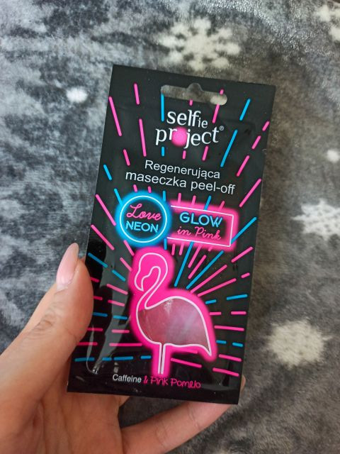 Selfie Project Love Neon, Maseczka do twarzy, Regenerująca, Peel-off, Glow In Pink, Kofeina i różowe pomelo