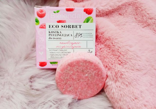 Bielenda Eco Sorbet, Kostka peelingująca do twarzy, Nawilżająco-oczyszczająca, Ekstrakt z maliny