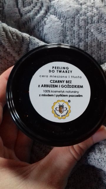 Miodowa Mydlarnia Peeling do twarzy, Cera mieszana i tłusta, Czarny bez z arbuzem i goździkiem, Z miodem i pyłkiem pszczelim 