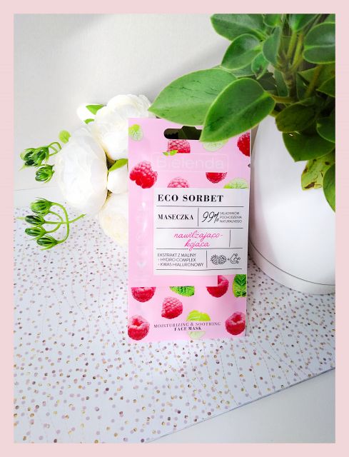 Bielenda Eco Sorbet, Maseczka nawilżająco-kojąca, Ekstrakt z maliny + Hydro Complex + Kwas hialuronowy