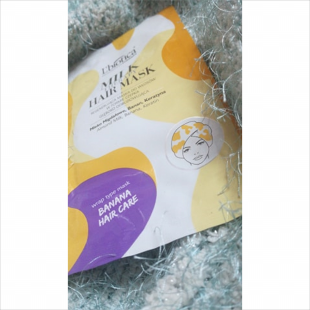 L'biotica Milk Therapy, Maska do włosów w formie czepka, Regenerująca, Mleko migdałowe, banan, keratyna