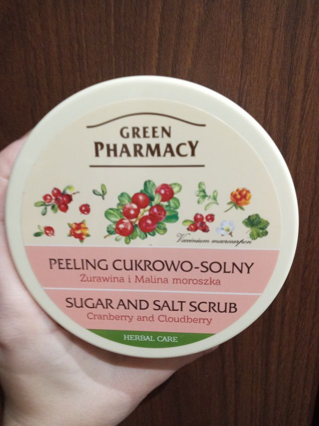 Green Pharmacy Peeling cukrowo-solny, Żurawina i Malina moroszka
