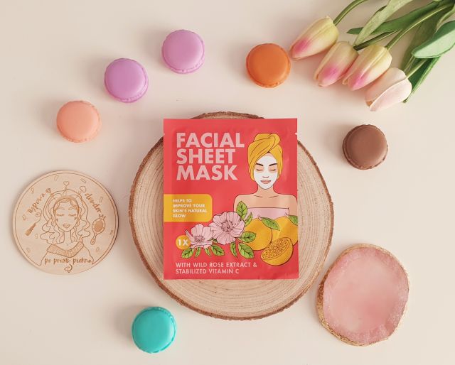 Mascot Europe Maska do twarzy w płacie, Facial Sheet Mask, Wild Rose Extract & Stabilized Vitamin C
