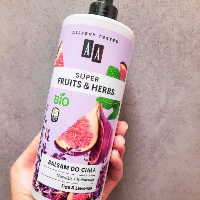 AA Super Fruits & Herbs, Balsam do ciała, nawilżająco - kojący, figa &b lawnda