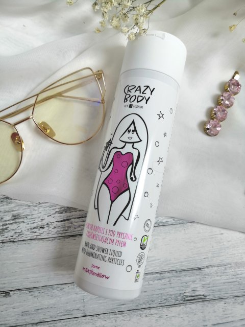 HISKIN Crazy Body, Płyn do kąpieli i pod prysznic z rozświetlającym pyłem, marshmallow