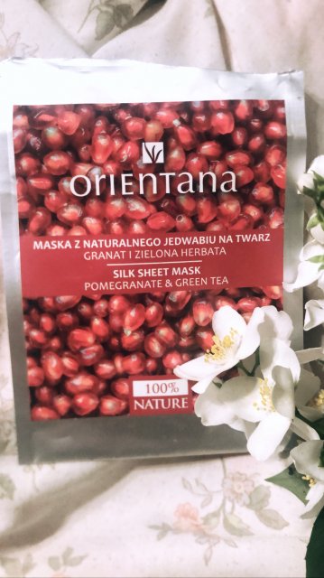 Orientana Maska do twarzy w płacie, Płat z naturalnego jedwabiu, Granat i zielona herbata