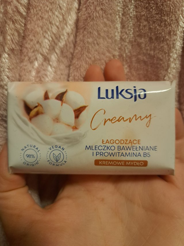 Luksja Mydło w kostce, Creamy silk, Mleczko bawełniane