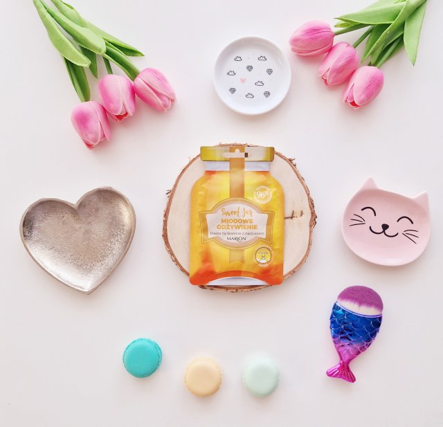 Marion Sweet Jar, Maska na tkaninie z nadrukiem, Miodowe odżywienie 