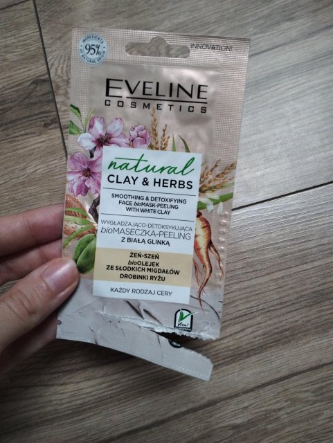 Eveline Natural Clay & Herbs, Maseczka do twarzy, Wygładzająco-detoksykująca, Z białą glinką, Każdy rodzaj cery