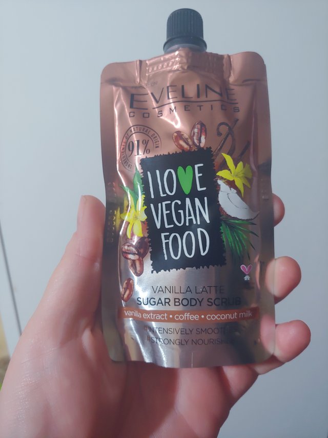 Eveline I Love Vegan Food, Peeling do ciała, Cukrowy, Kawa waniliowa