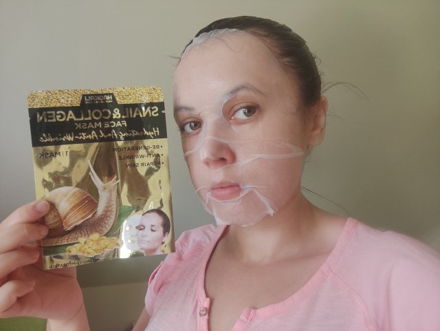 Haokali Professional Care Maska do twarzy w płacie, Snail & Collagen, Hydrating & Anti-Wrinkle