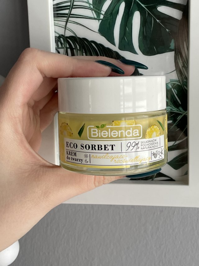 Bielenda Eco Sorbet, Krem do twarzy, Nawilżająco-rozświetlający, Sok z ananasa + kwasy AHA + witamina C