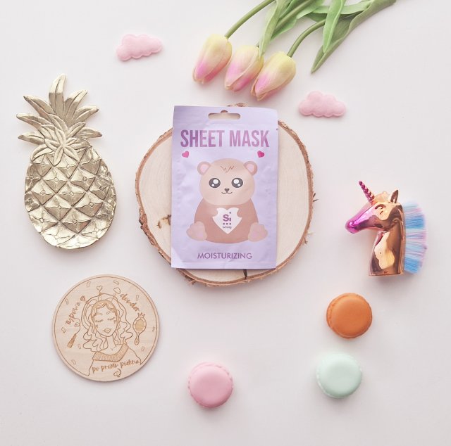 SINSAY Maska do twarzy w płacie, Nawilżająca, Z ekstraktem z błękitnej agawy i wody figowej, Moisturizing, Niedźwiadek 