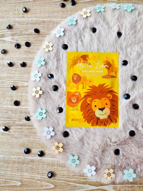 Maxbrands Marketing B.V. Maseczka do twarzy w płacie, Hello Lion, Relaksująca, z ekstraktem z jagód goji