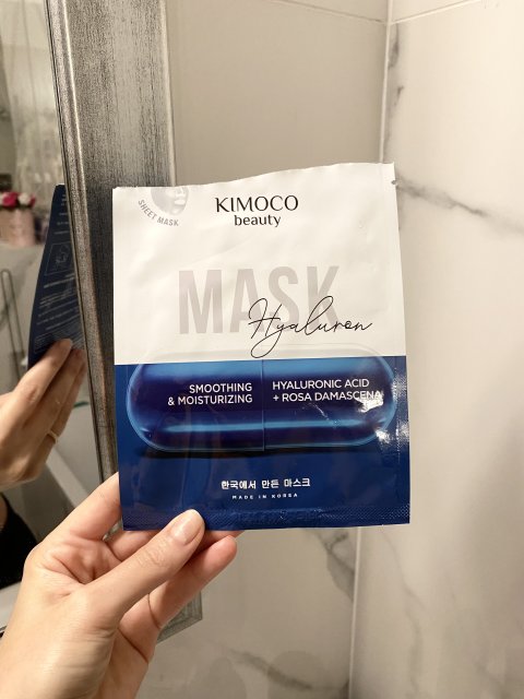 Kimoco Beauty Maska do twarzy w płacie, Hyaluron, Smoothing & Moistruizing, Hyaluronic Acid + Rosa Damascena