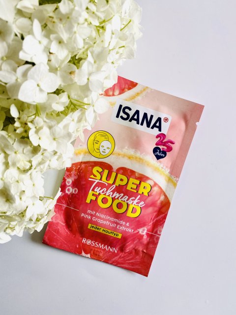 Isana Maseczka do twarzy w płacie, Super Food, Niacinamide & Grapefruit Extrakt 